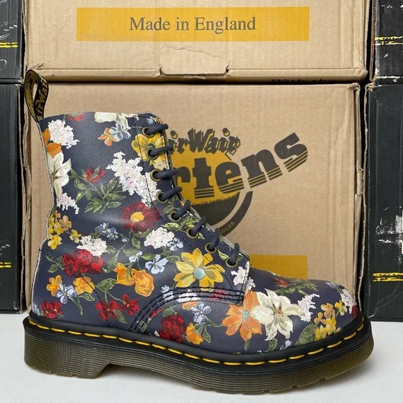 Dr. Martens 1460 Pascal Darcy Floral Print Navy Blue Leather Boho Boots UK 4 - Picture 4 of 17